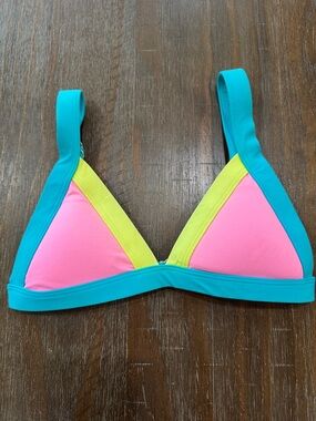 Women’s Oneone swimwear Kameron Neon color block pink blue bikini top XS